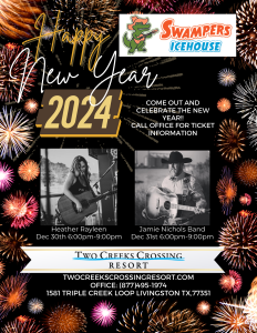 At the end of the month to help celebrate the new year we have heather rayleen december 30 performing at the resort for the first time and jamie nichols band december 31 one of our many favorite artists that have joined our program
