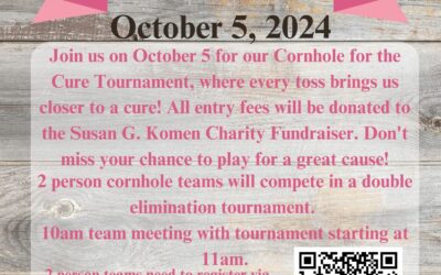 PINK OUT WEEKEND! SUSAN B KOMEN CHARITY FUNDRAISER CORNHOLE TOURNAMENT